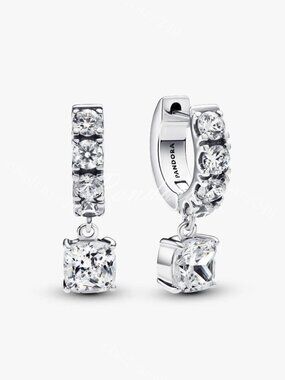Pandora Pavé Dangle Hoop Earrings